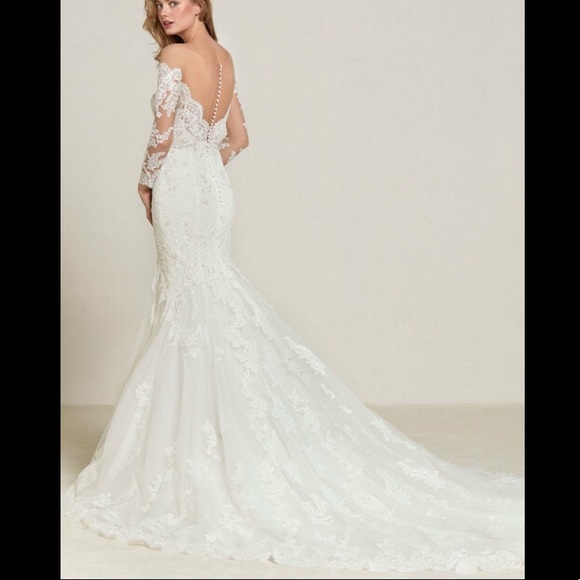 NEW UNWORN UNALTERED PRONOVIAS DRILIA WEDDING DRESS MERMAID LACE - Picture 7 of 13